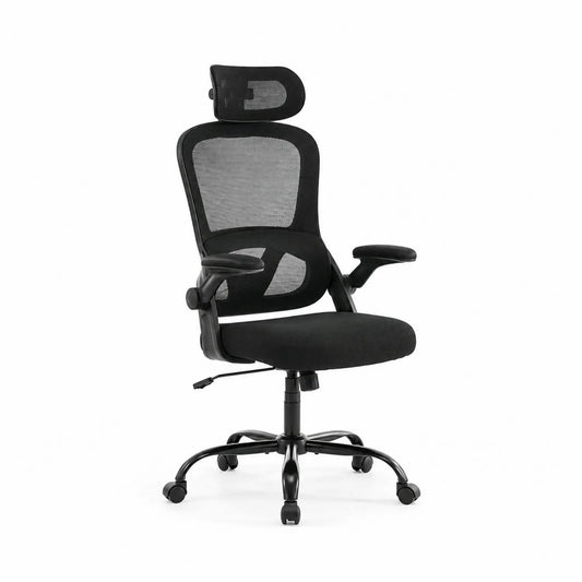 Silla de oficina ergonómica con respaldo de malla y asiento acolchado