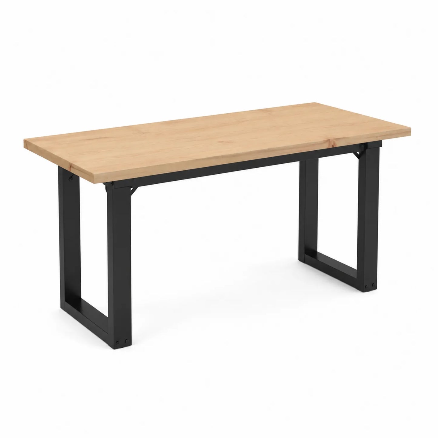 Mesa rectangular de madera maciza y acero 180x90x75 cm